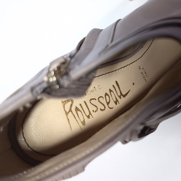 JEROME C. ROUSSEAU Taupe Ankle Boots Womens 7 Peep Toe w/ Tassel Wrap - Picture 6 of 9